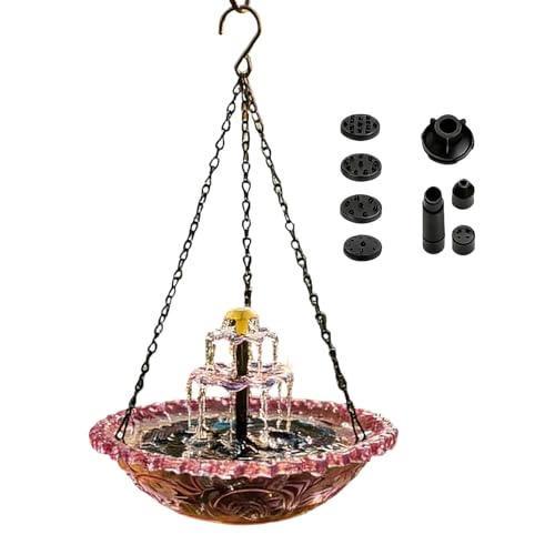 Manolyee Fontaine pour Bain d'oiseau,Décorative avec Pomme d'arrosage et Pompe | Fontaine Solaire pour Abreuvoir à Oiseaux - pour Jardin, terrasse, Balcon, allée, Bassin, Piscine, Parc