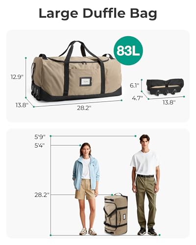 BAGSMART 83L Foldable Travel Bag, Large Duffle Bag for Travel, Weekender Duffel Luggage Bag for Sport College Camping, Water Resistant, Navy Blue