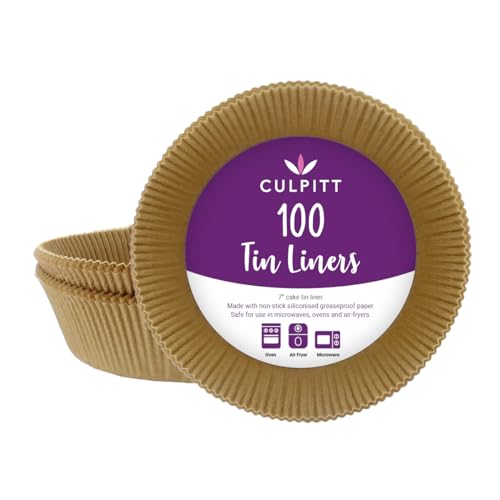 Culpitt 7" Cake Tin Liners, 100 Pack, Non-Stick Siliconised Greaseproof Paper for Baking Cakes Pies, Tarts