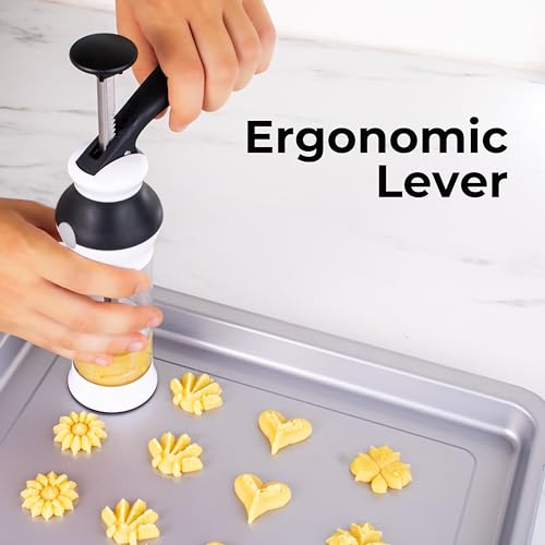 Cookie Press Set with 14 Stainless Steel Disks and Storage Case - Heavy-Duty Design