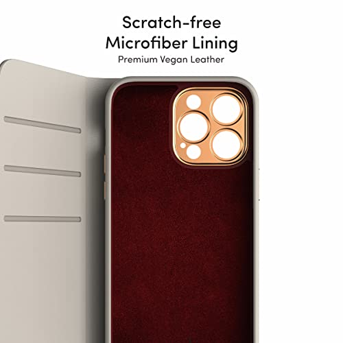 Moshi Overture Detachable Leather Wallet Case Compatible With Iphone 14 Pro, Flip Folio Case With 3 Card Holders Kickstand [Shockproof] Iphone Cover 6.1 Inch 2022, Magsafe Compatible (Serene Gray) #TOP5