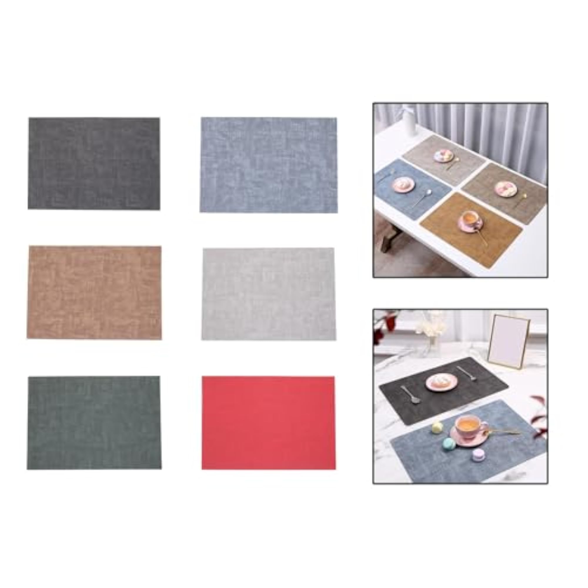 Faux Leather Anti Skid Dining Table Placemat, Black