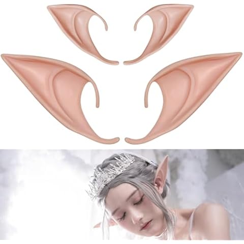 VOVEA Elf Ears - Fairy Ears Cosplay Halloween Costume Accessories for Women, Super Soft Easy to Wear Pixie Anime Fairy Elf Costume Ears for Halloween Party Favors Masquerade Christmas, 2 Pair Cover