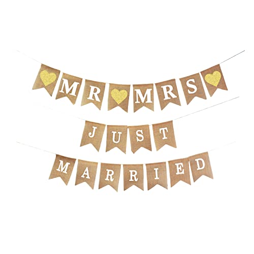 Just Married Banner Flag – Mr and Mrs Banner Rustic