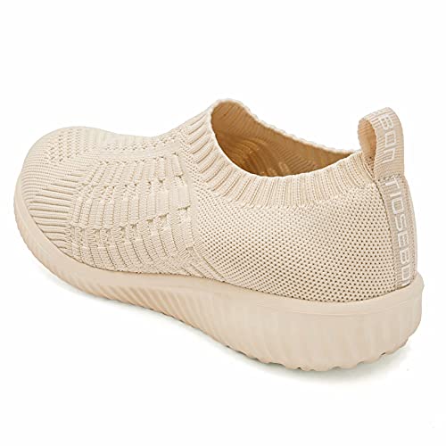 Konhill Women's Casual Walking Shoes - Breathable Mesh Work Slip-On Sneakers 10 Us,Beige #TOP6