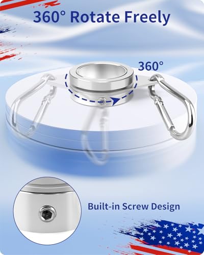 Image of BonyTek 2 Pack Aluminum Alloy Flag Pole Rings, 360 Degree Rotating Flagpole Flag Mounting Rings Spinning Flag Pole Kit with Carabiner for 0.75-1.02Inch Diameter Flagpole (Silver)