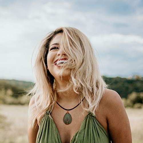 Potessa Natural Green Aventurine Necklace Healing Crystal Pendant Choker Necklace With Black Leather Rope #TOP4