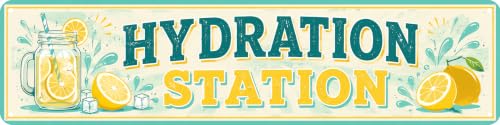 Papager Hydration Station Metal Sign 4x16in Retro Water Break Plaque