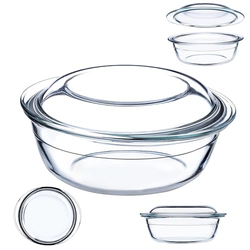 KADAX Auflaufform mit Deckel 2,2L – runde hitzebeständige...