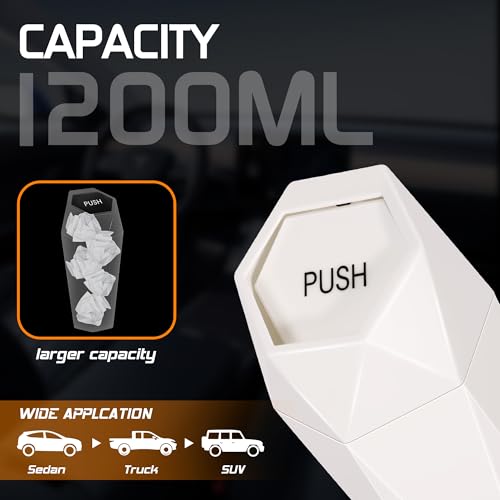Image of Car Trash Can with Lid, Mini Car Trash Cup with 30 Additional Trash Bags, Car Accessories for Interior, Leakproof Vehicle Garbage Bin for Car, Home, Office - 2 Packs, Beige