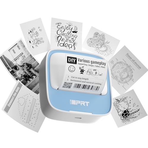 iDPRT Sticker Maker, Portable Thermal Printer with 1 Roll Sticker Paper, Bluetooth Inkless Printer Mini Label Maker for Study, DIY, Notes, Mini Label
