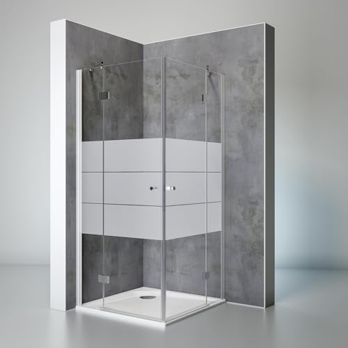 Schulte Duschkabine Eckeinstieg Youngline, 90 x 90 cm, 190 cm, 5 mm Sicherheits-Glas Depoli Light, alu-natur, Montage auf Duschwanne oder Fliese