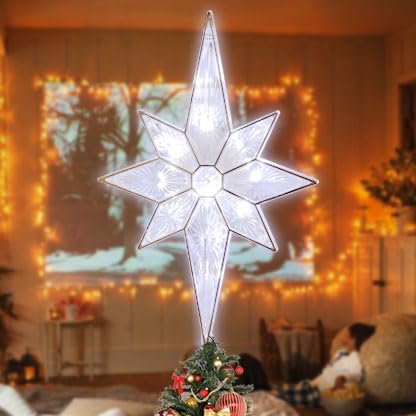 LAMPHOME Weihnachtsbaumspitze Bethlehem-Stern Mit 10 Lichtern – Goldfarben, 30,5 Cm, UL-zertifiziert