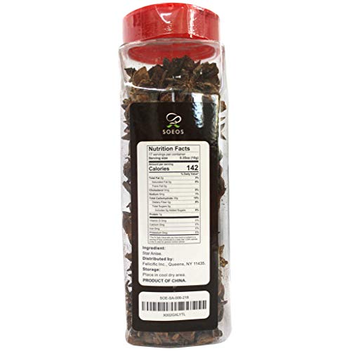 Soeos Star Anise Seeds 6oz (170g), Non-GMO Verified, Great for Baking and Tea, Anis Estrella, Whole Chinese Star Anise Pods, Dried Anise Star Spice