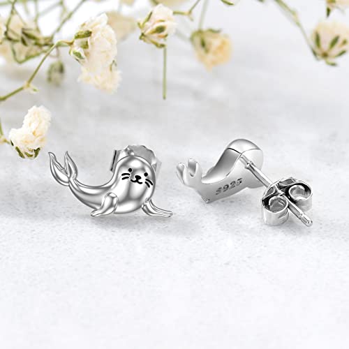 Winnicaca Seal Earrings Sterling Silver Seal Gifts Seal Stud Earrings Seal Jewelry For Teens Women Birthday Christmas #TOP4