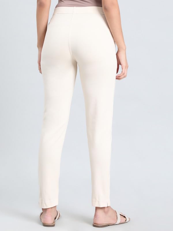 Image of GO COLORS Ponte Smart Kurti Pants Full Length for Women | Breathable, Mid Rise