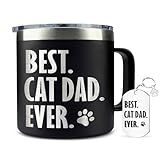 Hyturtle Best Cat Dad Ever Coffee Black Mug/Tumbler 14oz - Gift Idea For Cat Lovers - Fathers Day, Birthday & Christmas
