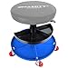 Produktbild Haskyy Werkstatthocker Rollhocker | Höhenverstellbar 390-520mm | Werkstattstuhl Werkstattsitz I 135kg | ø38, 5 cm | 2 Ablagen I Grau