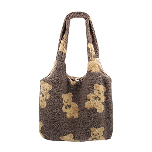 7VSTOHS Nette Taschen für Frauen Tote Bag Ästhetik Mädchen Flauschige Teddybär Geldbörse Plüsch Schulter Hobo Handtaschen Cover