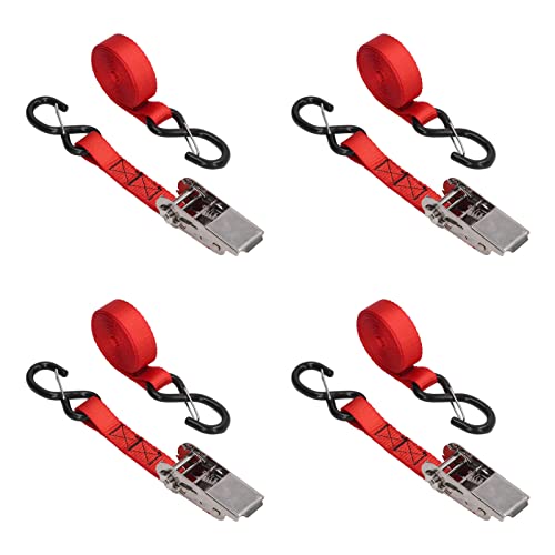 Ratchet Tie Down Straps, 1In 25Mm Car Tie Down Straps Trailer Red Rust Proof Ratcheting Securing Straps For Vehicle Ship Transport #TOP6