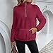 Kenhansion Quarter Zip Sherpa Pullover Women Soft Texture Cable Fuzzy Fleece Pullover Fall Fashion Warm Cropped Sweatshirts (Dark Red,XX-Large)