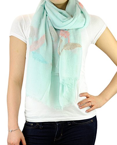 NYFASHION101 Women's Floral Embroidered Spring Scarf Shawl Wrap