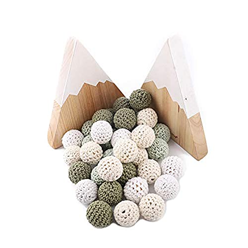 Promise Babe Adulto 10PCS cuentas ganchillo colorido ronda ganchillo cuentas madera con agujero para enhebrar,hecho mano cuentas madera DIY joyería collar pulsera artesanía ganchillo cuentas de madera