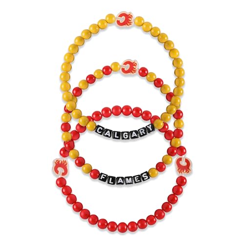 FOCO Calgary Flames NHL 3 Pack Beaded Friendship Bracelet