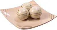 Centro Mesa Prato Decorativo kit 3 Bolas Enfeite Sala Ceramica Enfeite rack sala| Peça para Centro de Mesa, Rack, Aparador e Decoração de Interiores(bege)