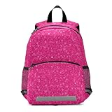CHIFIGNO Mochila infantil com glitter rosa vibrante para crianças, linda mochila pré-escolar para meninos, creche, ombro de volta às aulas, essenciais