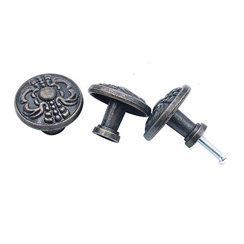 Namvo 10pcs Vintage Cabinet Knobs Bronze Zinc Flower Pattern 38mm Door Knob for Chest of Drawers Kitchen Cupboard Wardrobes Pull Handles - Image 4