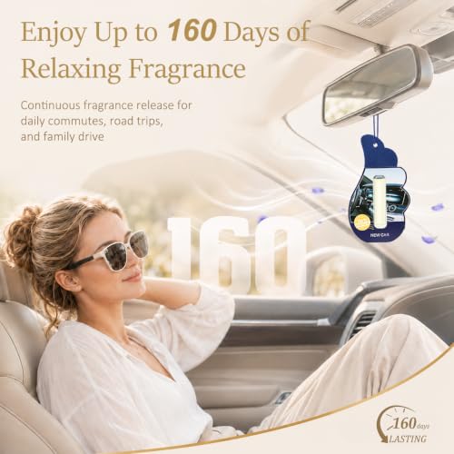 Image of Hanging Car Air Freshener Adjustable Fragrance Control Gift Bundle 4Pack | Liquid Oil Diffuser Customize Scent Intensity Black Ice New Car Summer Linen Wild Bluebell For Car Home & Office