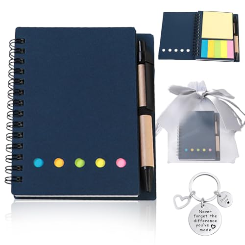 DIFLAX Cadeaux di Ringraziamento Comprenant un Quaderno à Spirale une Penna Rétractable un Portachiavi et un Sacchetto di Garza un Cadeau Parfait pour Étudiants Insegnanti Colleghi Amici