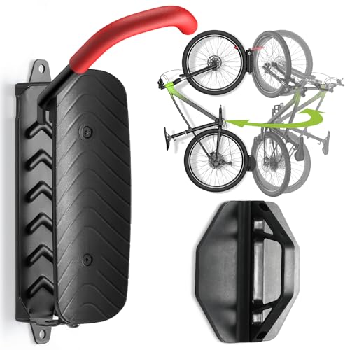 Housolution Soporte Vertical de Pared Giratorio para Bicicletas, Soportes de Ppared para Bicicletas de Montaña, Soporte de Almacenamiento de Bicicletas para Garaje, Soporta hasta 66 Libras(1 Paquete)
