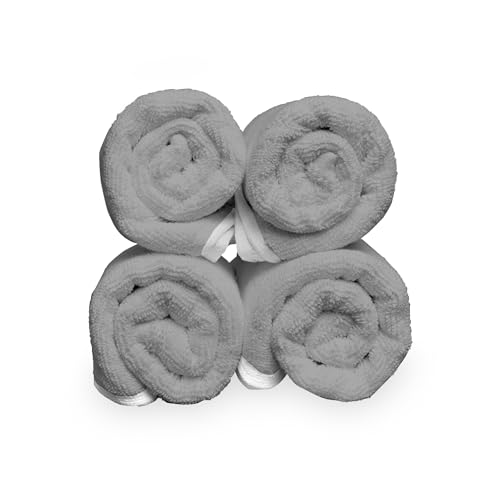 Image of Divine Casa 4 Piece Cotton Hand Towel Set 500 GSM (60 x 40 cm) | Gray Hand Towels | Soft Absorbent Quick Dry Towels