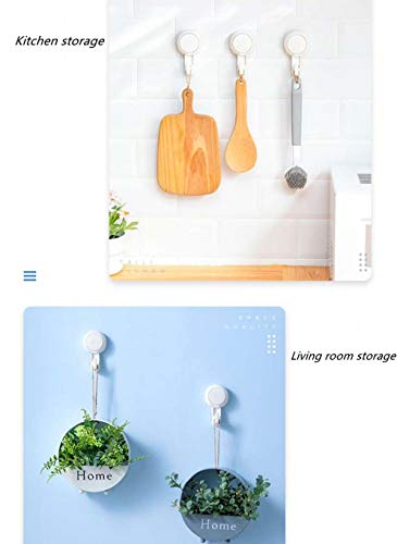 Shower Hooks Suction-Reusable No Punching And No Damage To The Wall Vacuum Suction Cup Hooks,5Kg Super Adsorption Capacity,Suitable For Kitchen/Bedroom/Living Room,4Pcs,White #TOP2