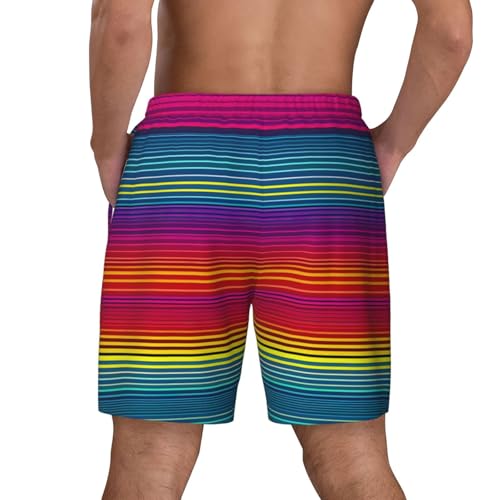 Rainbow Pattern Print Men Stylish Functionality Swim Trunks Breathable Beach Shorts Surfing Gym Fishing4