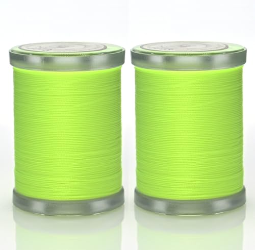 Image of Selric 300Yards Extra Strong Bonded Nylon Thread for Leather Sewing, Neon Green Heavy Duty Upholstery Thread for Heavy Fabric (2 Spools)-Neon Green