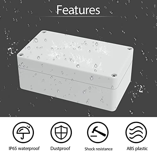 Image of Junction Box Waterproof Plastic Project Box IP65 Plastic Project Box Electrical Box Enclosure Gray White 6.2 inch x 3.5 inch x 2.4 inch(158 x 90 x 60 mm)