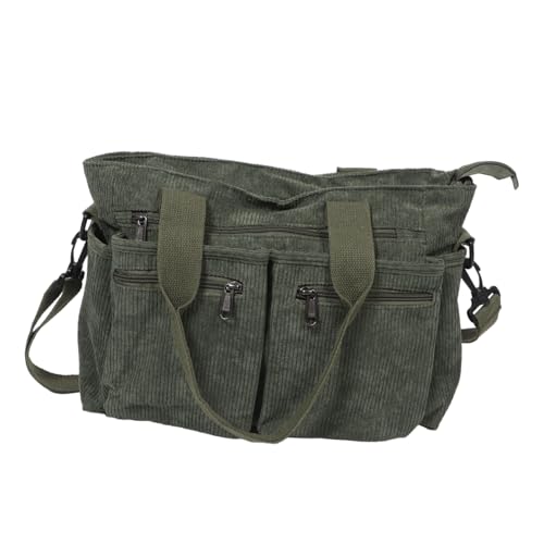 Sac bandoulière côtelé cabas vert femme grand format zippé tendance