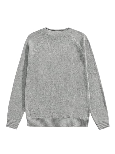 SweatyRocks Men's Raglan Sleeve Casual Loose Pullover Knitted Sweater Solid Color Knitwear Sweaters2