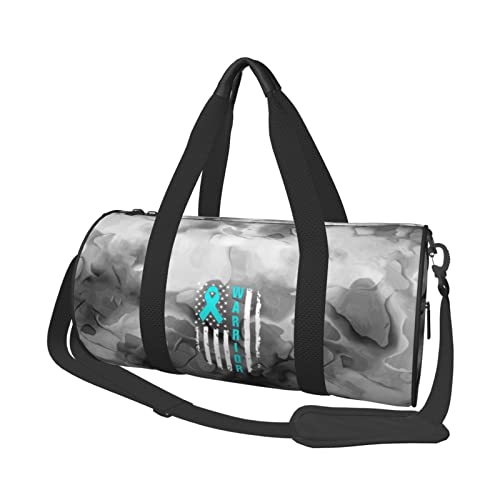 Ovarian Cancer Awareness American Flag Survivor Convertible Garment Bag with Shoulder Strap, Carry on Garment Duffel Bag for Men Women - Rolling Foldable for Travel Luggage Bags (Black)