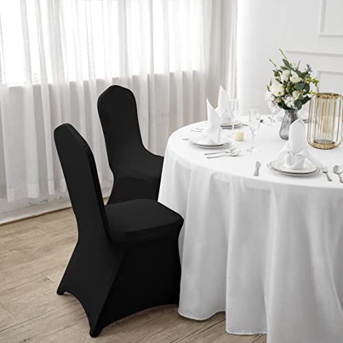 Supero Waterproof Spandex Chair Cover 100Pcs, Stretch Dining Chair Covers, Polyester Outdoor Chair Covers, Protector Stretch Chair Cover For Party Universal, Banquet, Wedding Event, Hotel(Black) #TOP6