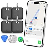 Smart Tracker Tags-4 Pack(iOS Only) Compatible with Apple with 2 Batteries,Replaceable Battery,Bluetooth Luggage Smart GPS Tag Works with Apple Find My APP,Item Finders for Dog/Key/Luggage
