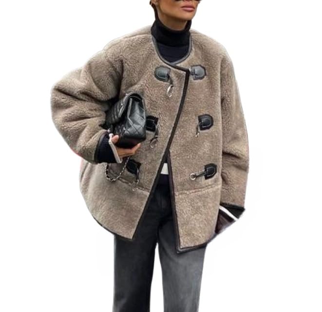 Amazon.com: heyheyshine Womens Fleece Jacket Duffle Toggle Coat