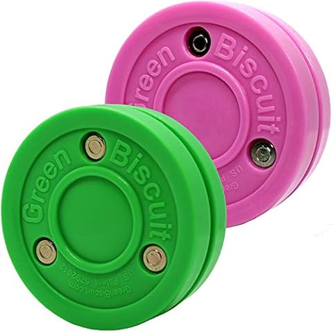 Green Biscuit Hockey Pucks 2 Pack - Green and Pink Passer Street Pucks/Free GB Sticker/Package may vary Cover