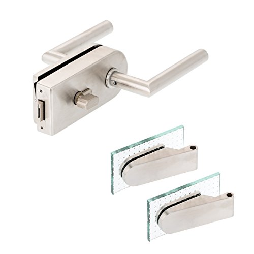 Preisvergleich Produktbild Glastürbeschlag"D" Set WC / V2A Edelstahl matt / inkl. Studiobändern / metallische Innenmechanik (einwärts öffnend)