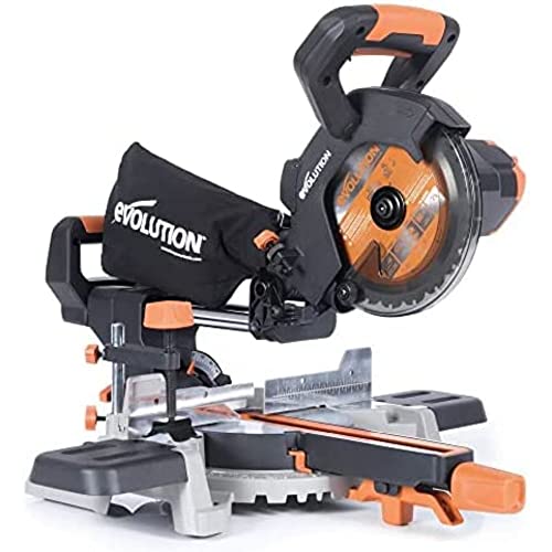 Evolution Power Tools R185SMS-Li Cordless Sliding Mitre Saw and Cordless Wet/Dry Vacuum Cleaner with Battery