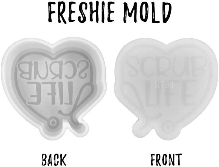 Miniatura 3 de Scrub Life - Molde de silicona para enfermera y corazón Freshie para perlas aromáticas perfumadas, 3.8 pulgadas de alto x 3.9 pulgadas de ancho x