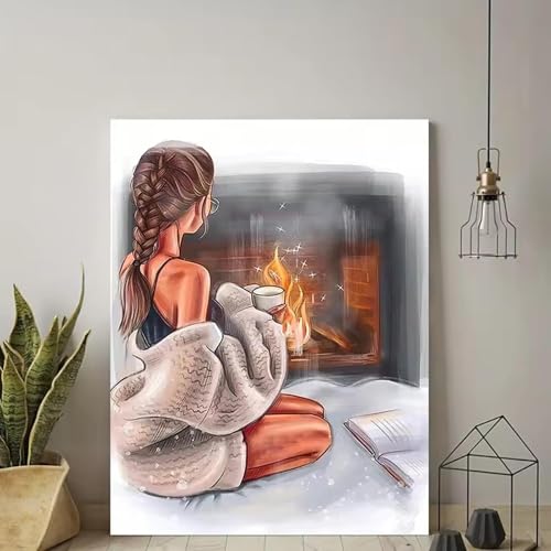 Poster toile fille café décoration murale salon chambre 70x110cm
